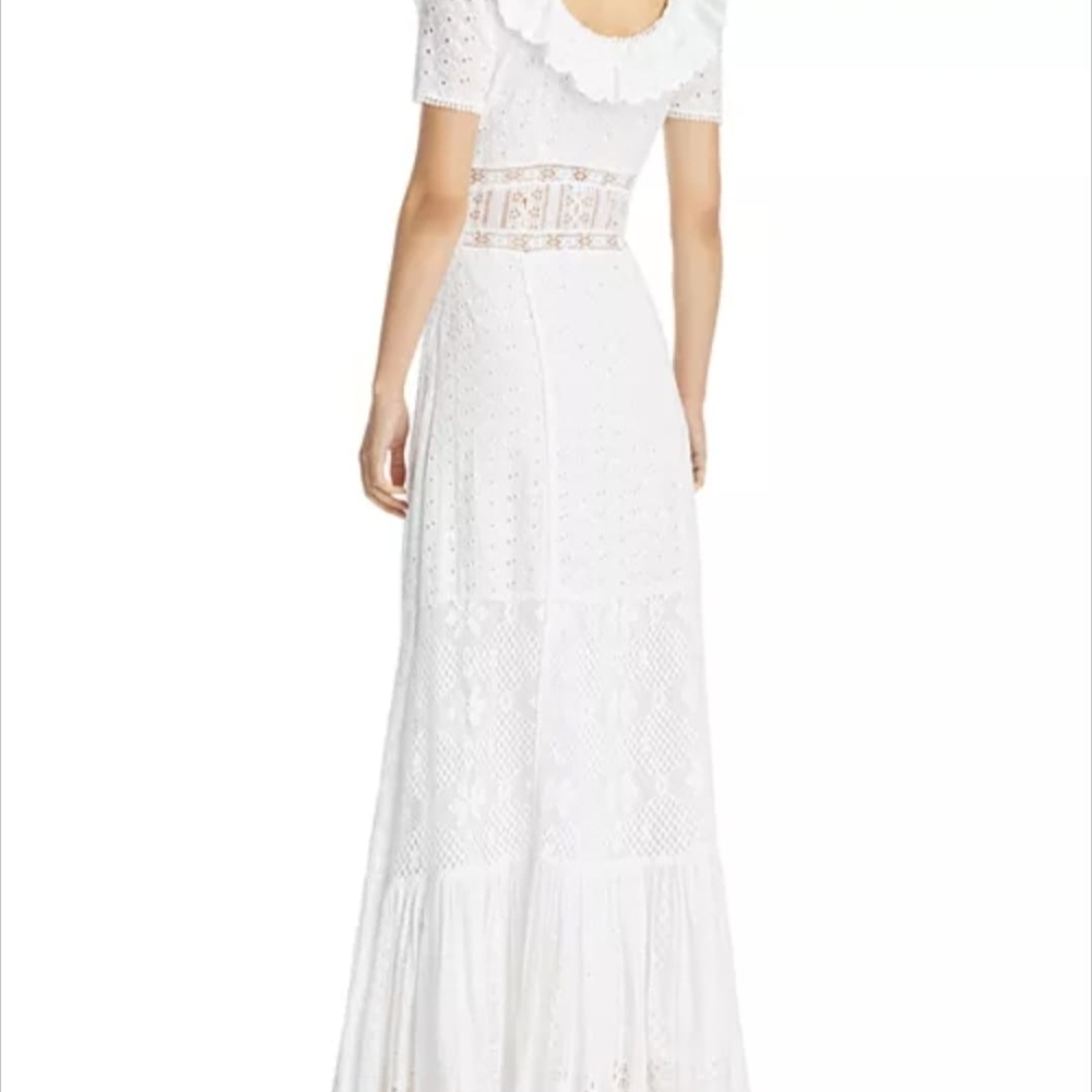 LoveShackFancy Sassie White Lace Maxi Dress Boho Eyelet Romantic Cottagecore Sz4 - Picture 6 of 15